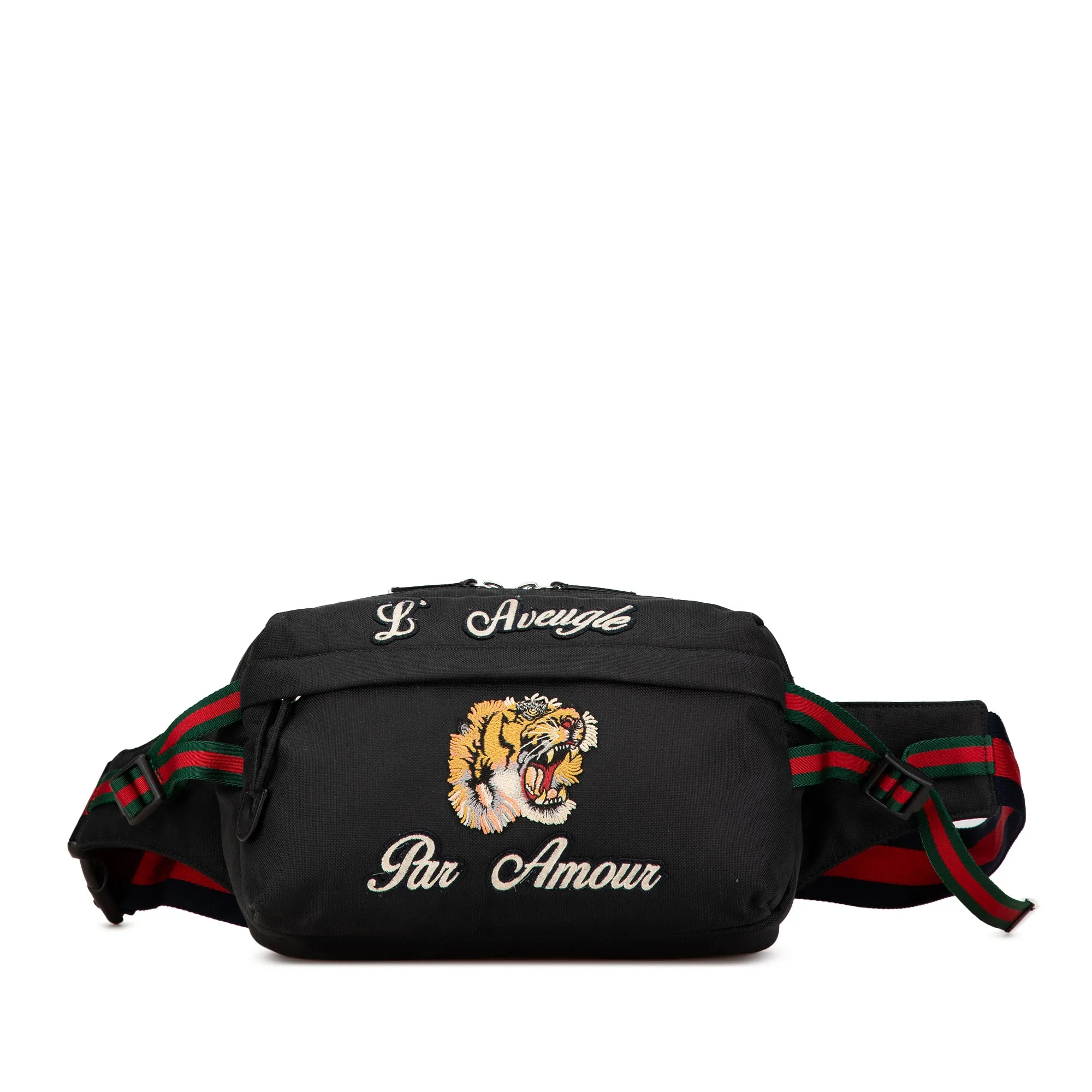 Techno Canvas Web L Aveugle Par Amour Embroidered Belt Bag