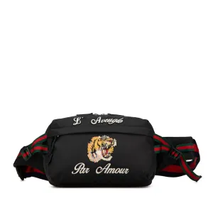 Techno Canvas Web L Aveugle Par Amour Embroidered Belt Bag