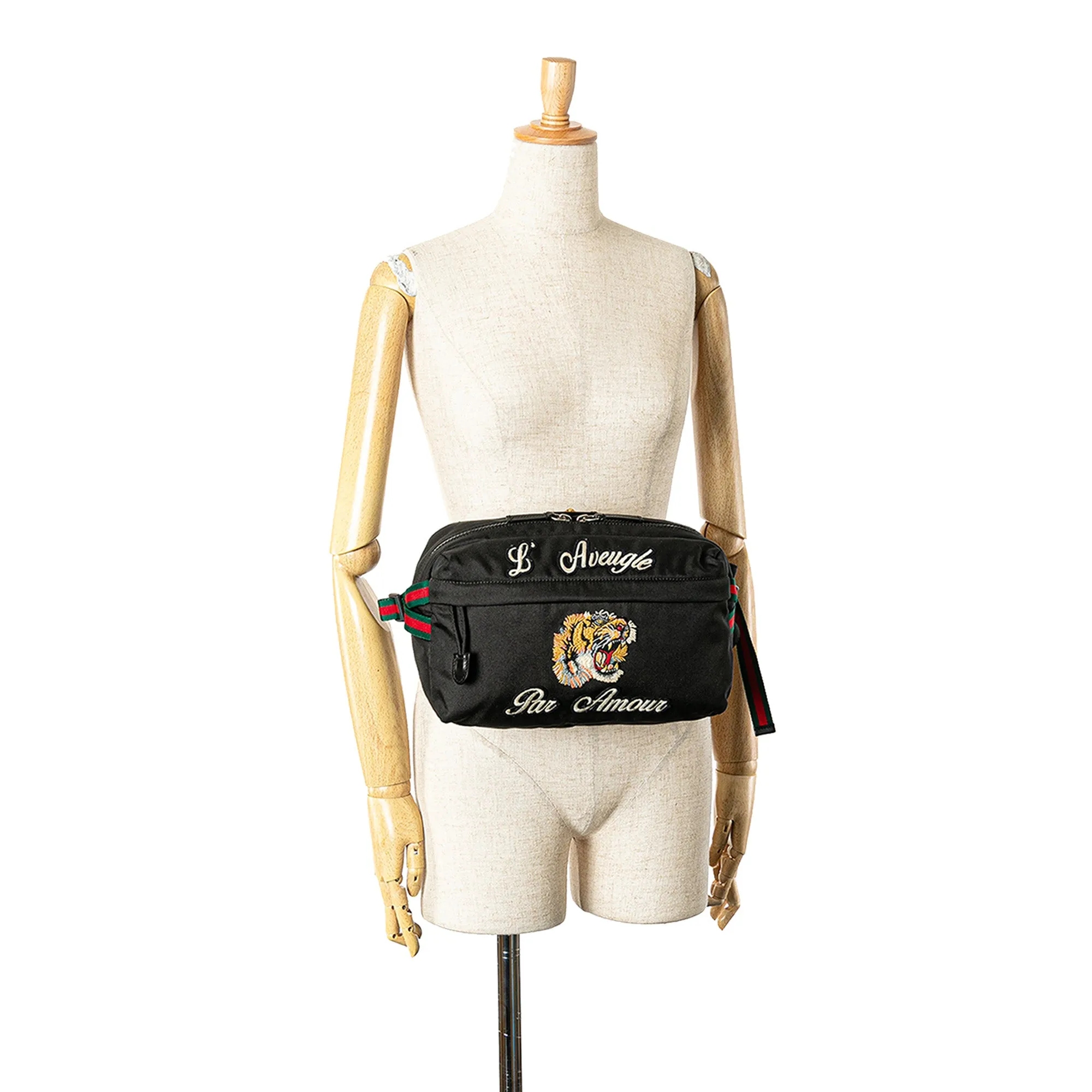 Techno Canvas Web L Aveugle Par Amour Embroidered Belt Bag