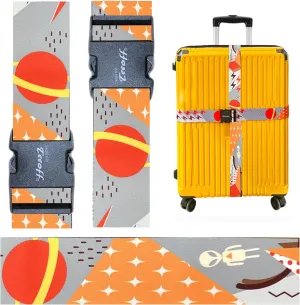 Teeoff Luggage Straps Suitcase Belts Travel Bag Accessories Adjustable 220CM (Geometric ET- 2 Pack)