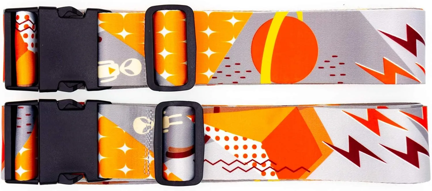 Teeoff Luggage Straps Suitcase Belts Travel Bag Accessories Adjustable 220CM (Geometric ET- 2 Pack)