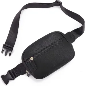 Telena Belt Bag for Women PU Leather Fanny Pack Crossbody Bags for Women Waist Bag with Adjustable Strap, Black