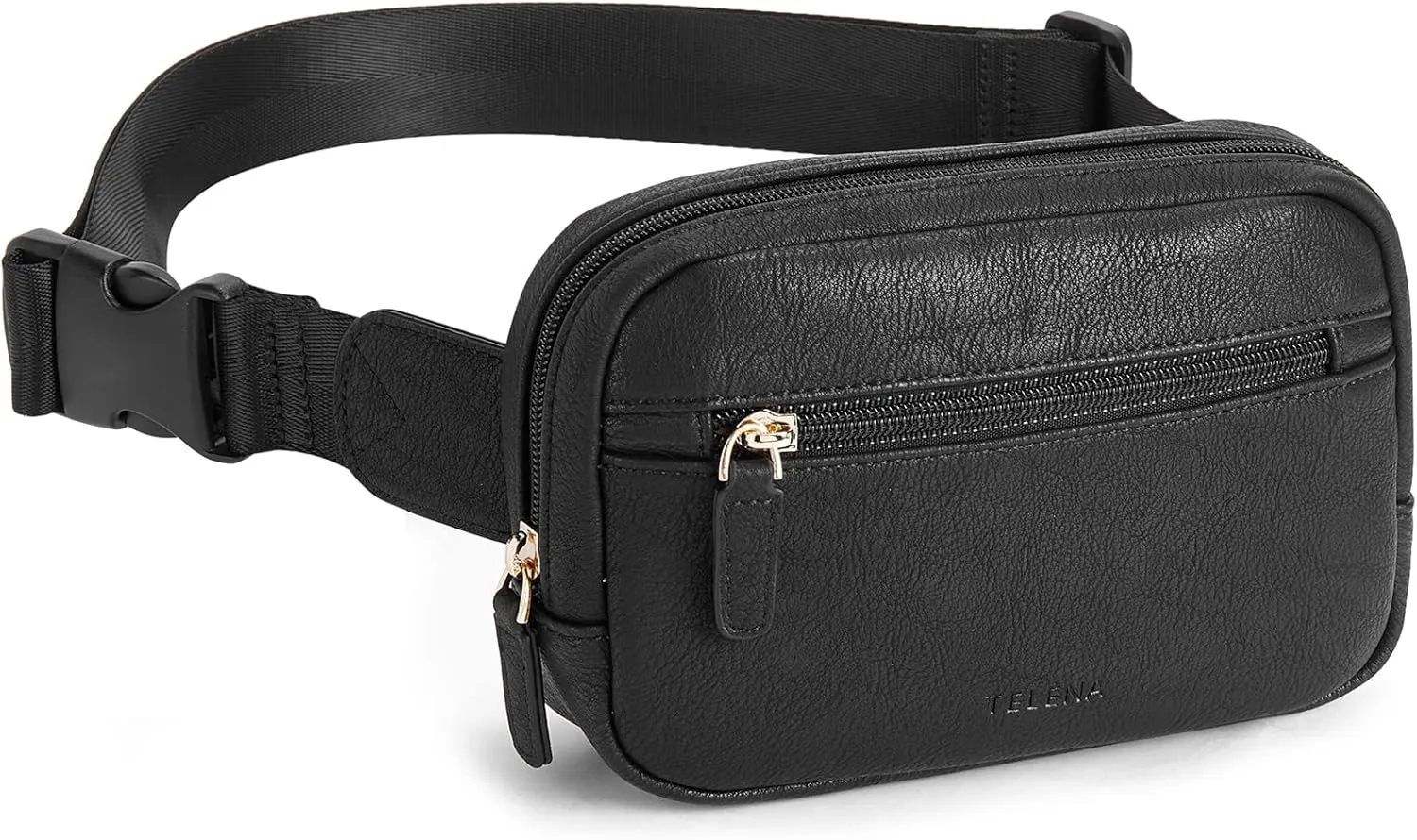 Telena Belt Bag for Women PU Leather Fanny Pack Crossbody Bags for Women Waist Bag with Adjustable Strap, Black