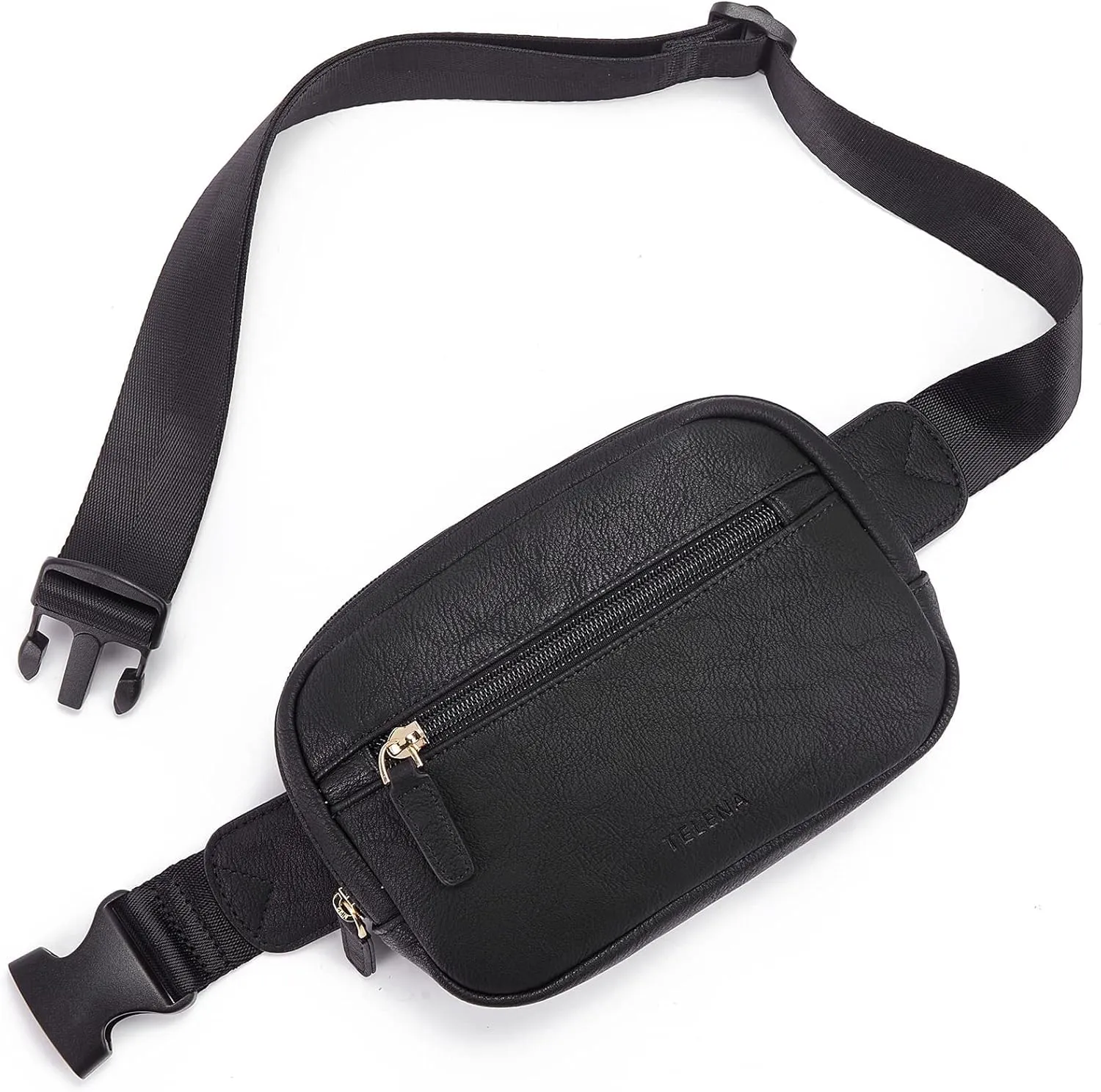 Telena Belt Bag for Women PU Leather Fanny Pack Crossbody Bags for Women Waist Bag with Adjustable Strap, Black
