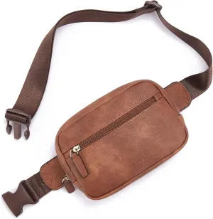 Telena Belt Bag for Women PU Leather Fanny Pack Crossbody Waist Bags with Adjustable Strap Brown