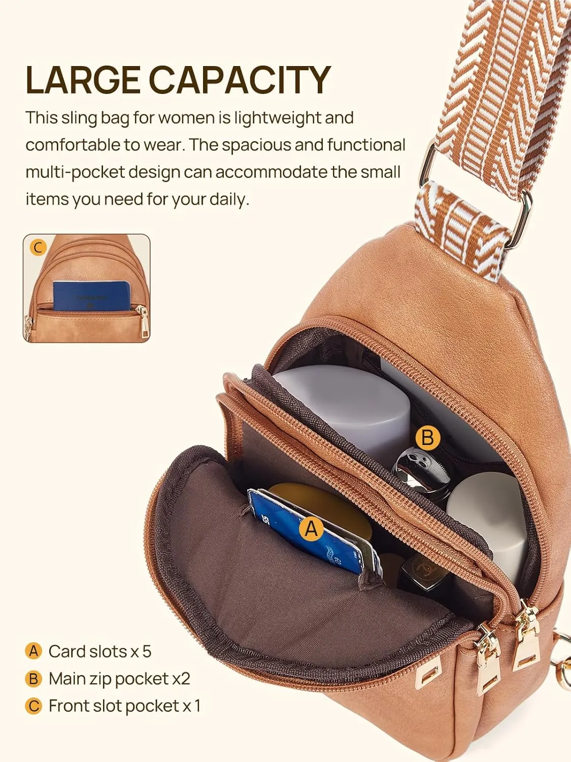 Telena Crossbody Bags for Women Cross Body Sling Bag with Adjustable Shoulder Strap