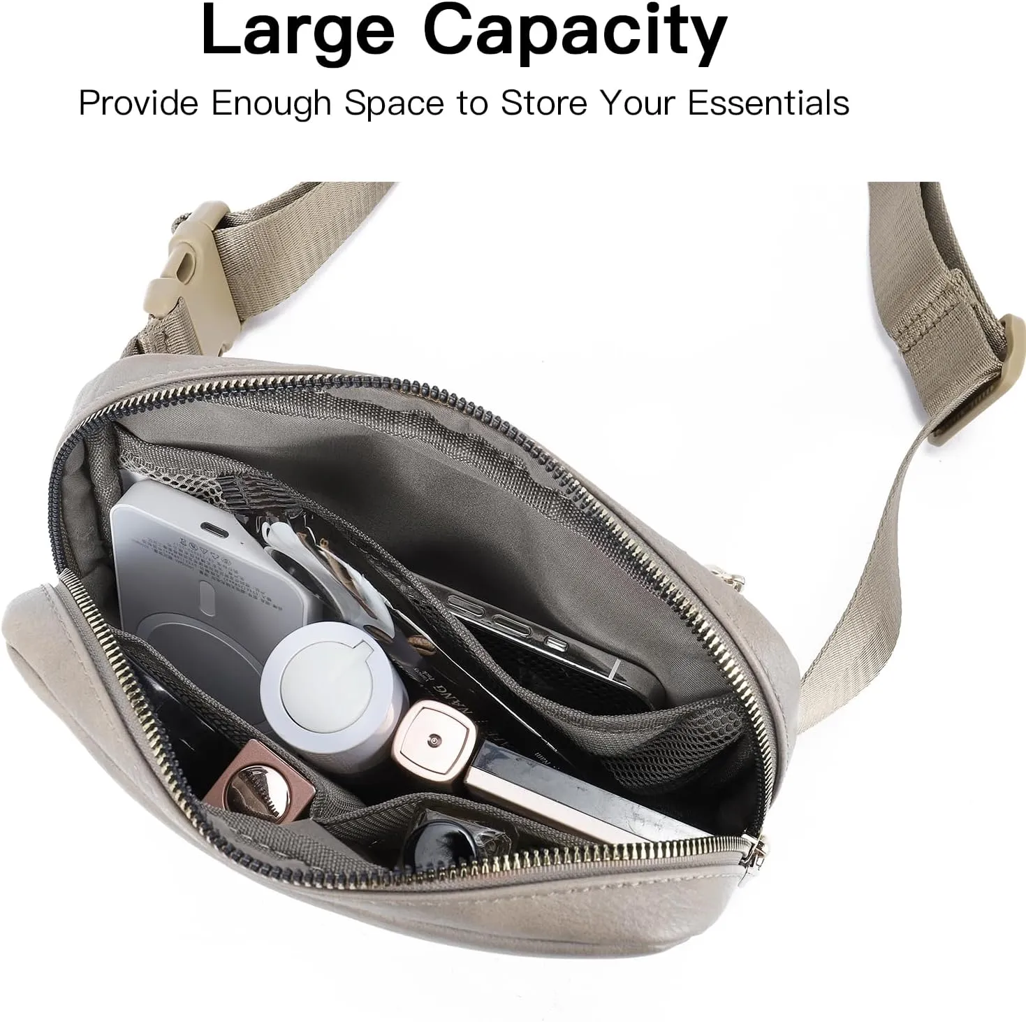 Telena Leather Belt Bag for Women Fashionable Fanny Packs Cross Body Bag Waist Pack Cloud Grey