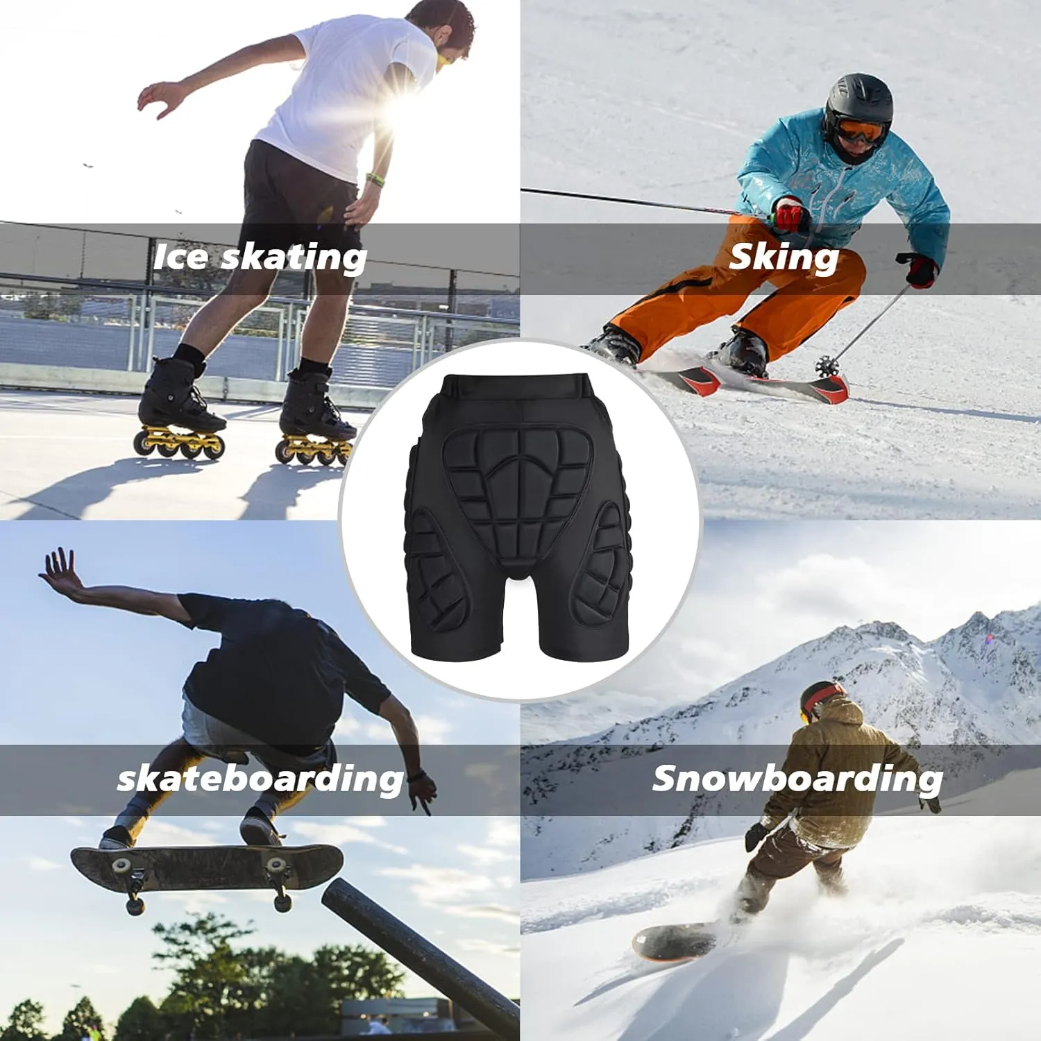 Tentock 3D Protective Hip for Snowboarding，Butt Padded Safety Impact Shorts EVA Protection Pad for Skating Outdoor