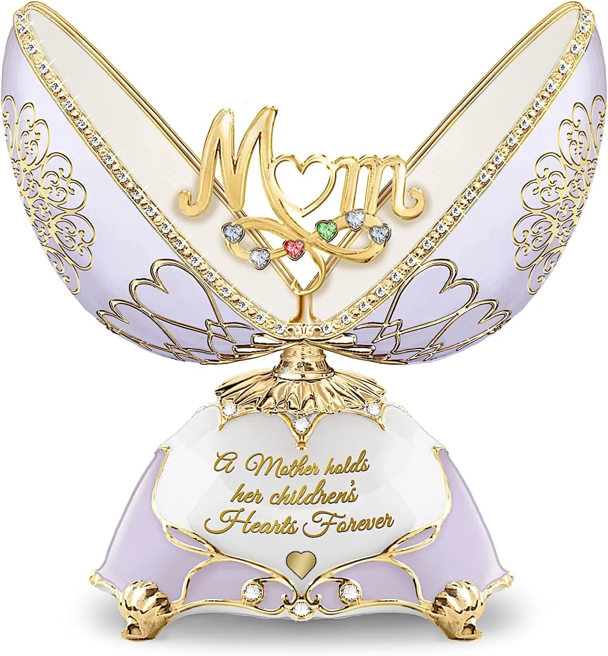 The Bradford Exchange Peter Carl Faberge-Inspired Egg-Shaped Music Box for Moms Adorned with Over 100 Hand-Set Faux Jewels