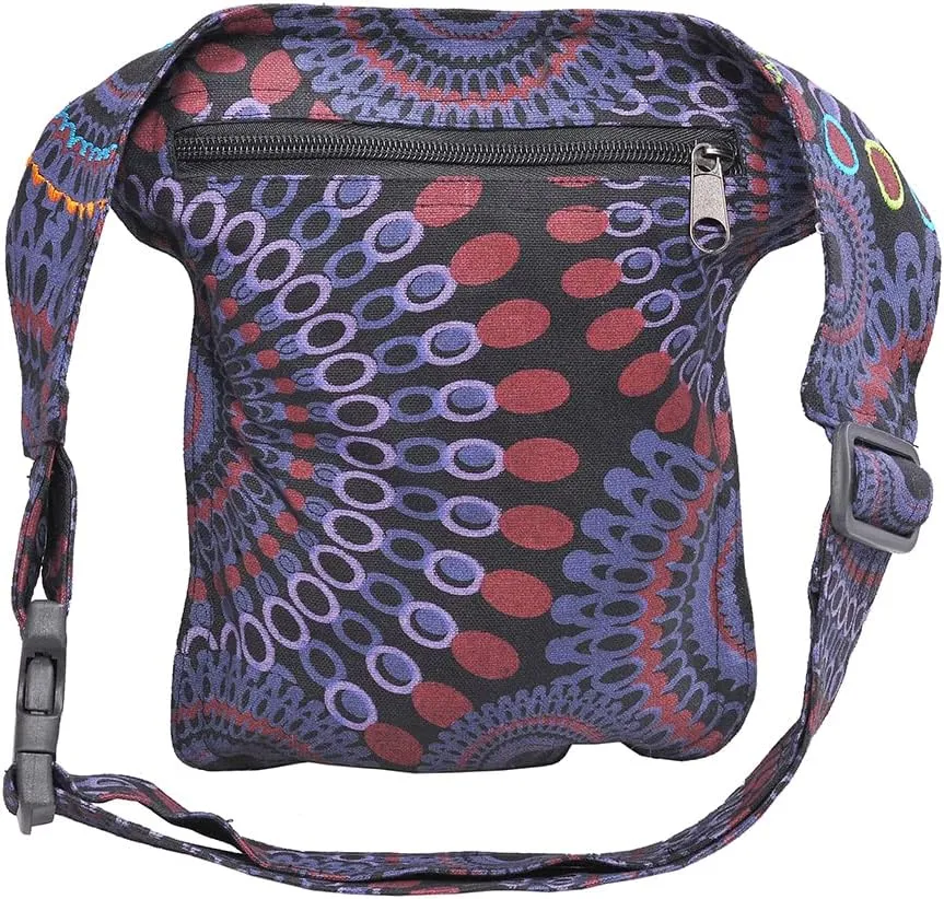 The Collection Royal Handmade Festival Waistpack Boho Hippie Waist Bag Hip Bum Running Belt Fanny Pack Travel Utility Belt (Blk Prpl)