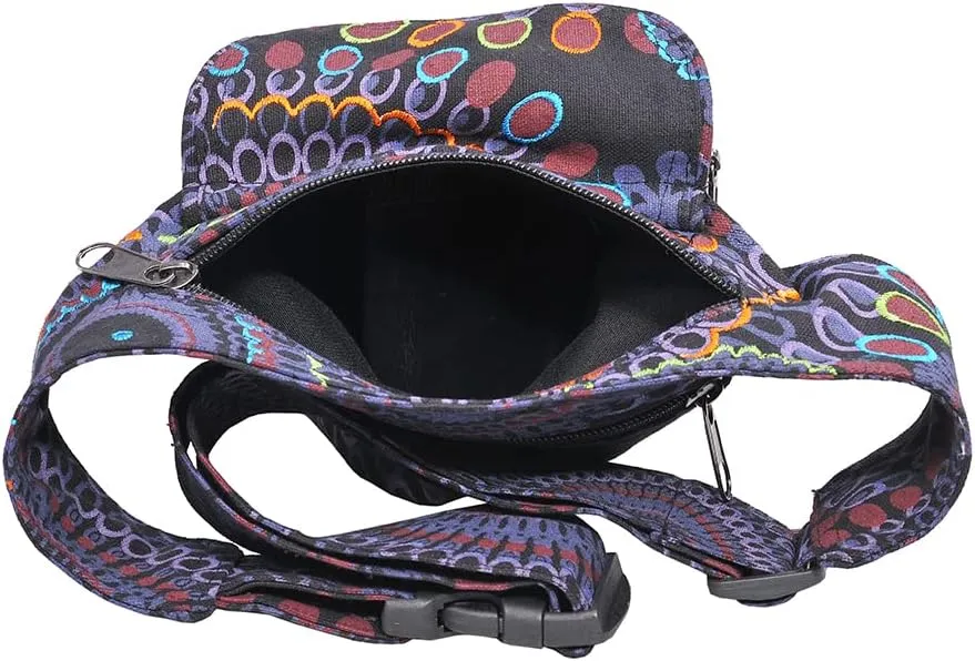 The Collection Royal Handmade Festival Waistpack Boho Hippie Waist Bag Hip Bum Running Belt Fanny Pack Travel Utility Belt (Blk Prpl)
