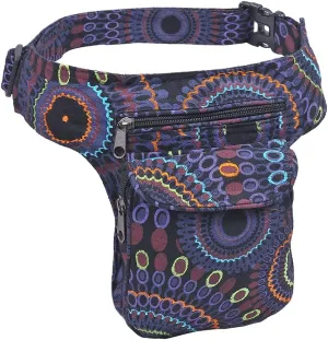The Collection Royal Handmade Festival Waistpack Boho Hippie Waist Bag Hip Bum Running Belt Fanny Pack Travel Utility Belt (Blk Prpl)
