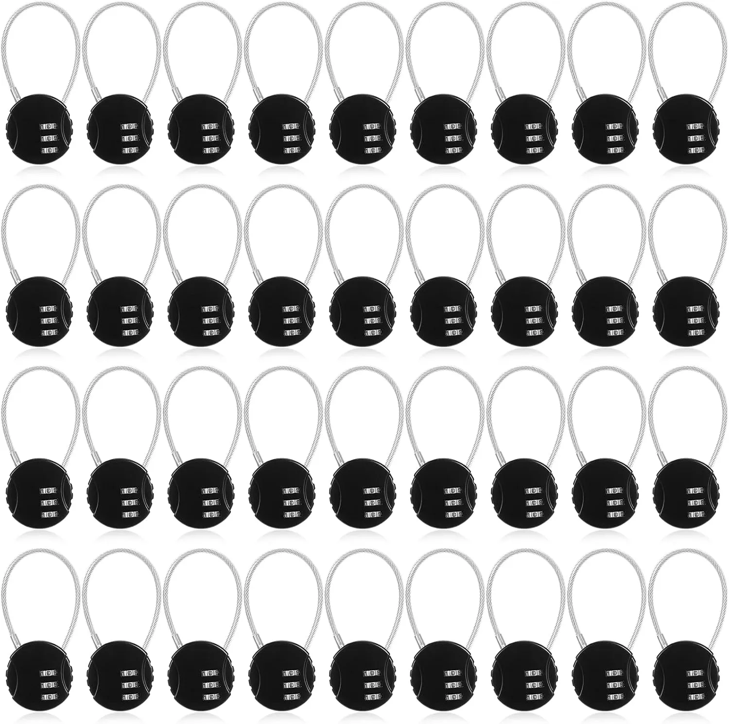 Therwen 36 Pcs Combination Lock 3 Digit Gym Waterproof Padlock Resettable Bag Luggage Gate Combination Lock Outdoor for School Fence Travel Toolbox Storage, Black