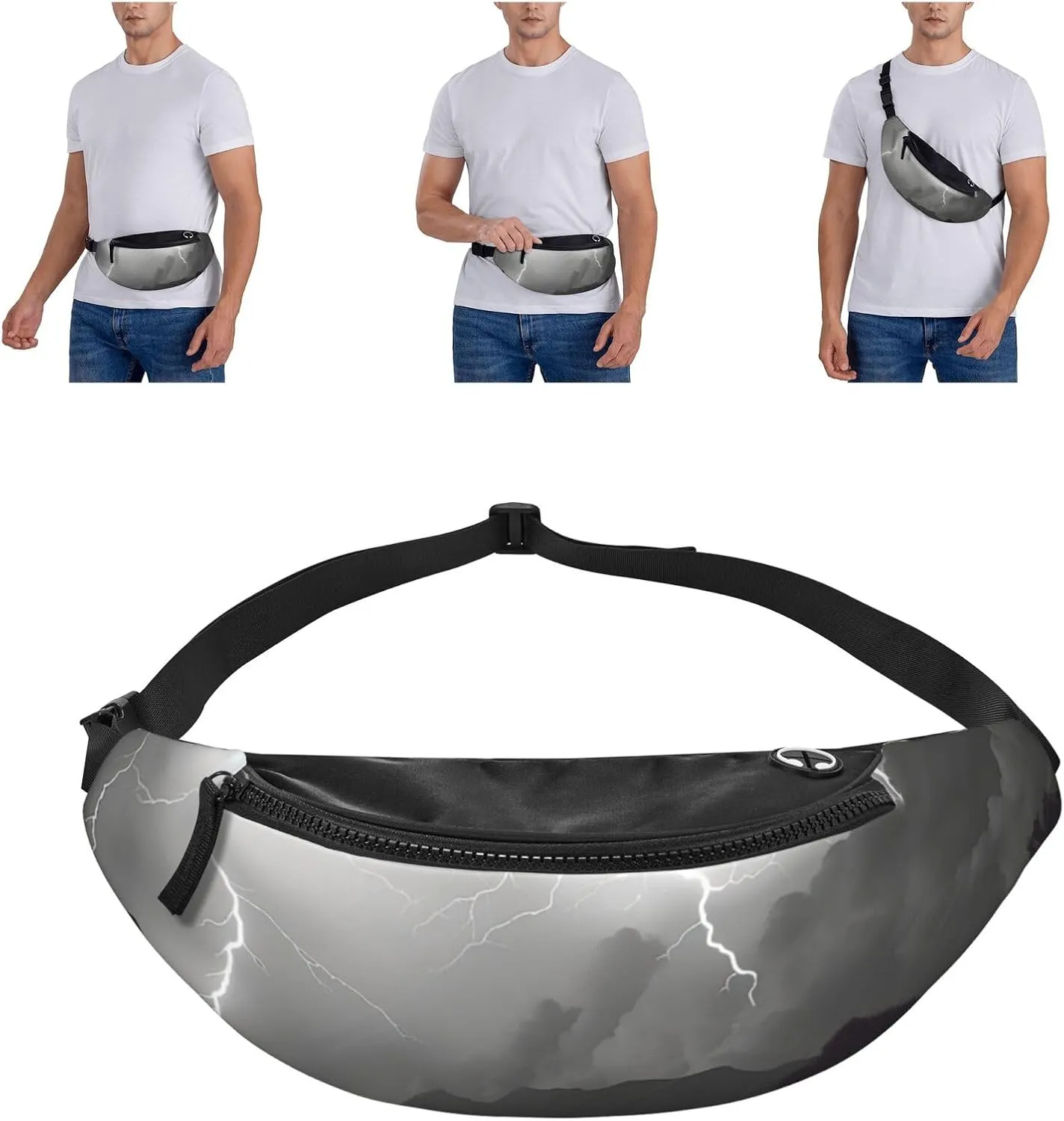 Thunder Landscape Fanny Pack for Man Women Waist Bag Adjustable Belt Casual Chest Bag Bum Bags for Travel Sports Running Hiking Waist Packs