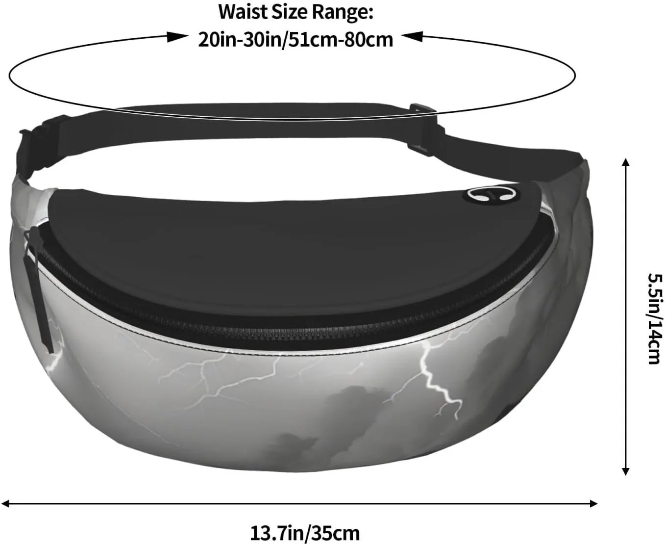 Thunder Landscape Fanny Pack for Man Women Waist Bag Adjustable Belt Casual Chest Bag Bum Bags for Travel Sports Running Hiking Waist Packs