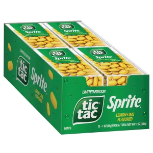 Tic Tac, Sprite Lemon-Lime-Flavored, On-The-Go Refreshment, 1 oz Each, Bulk 12 Pack
