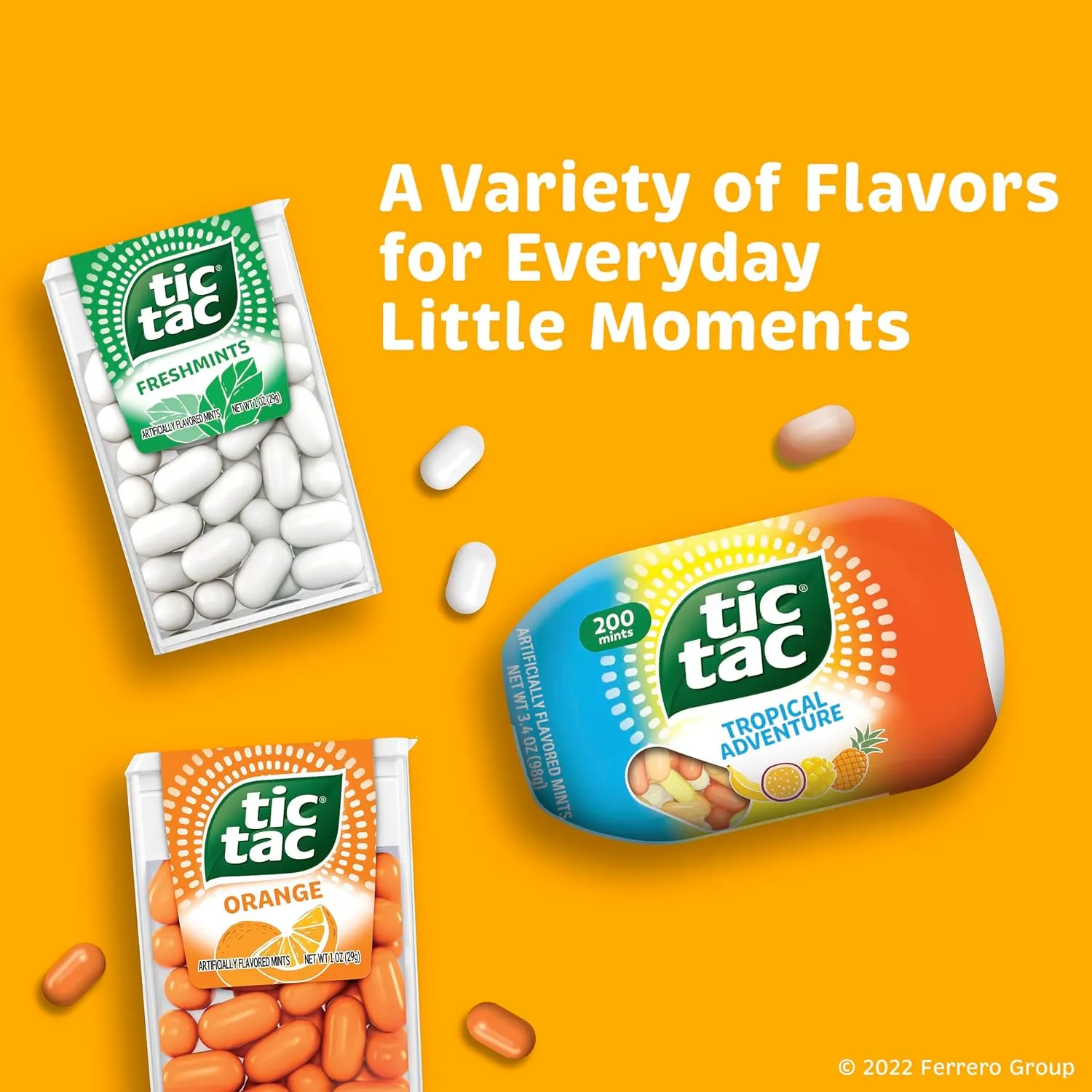 Tic Tac Tropical Adventure Fruit Flavored Mints, Bulk 8 Pack, On-The-Go Refreshment, 3.4 oz Each