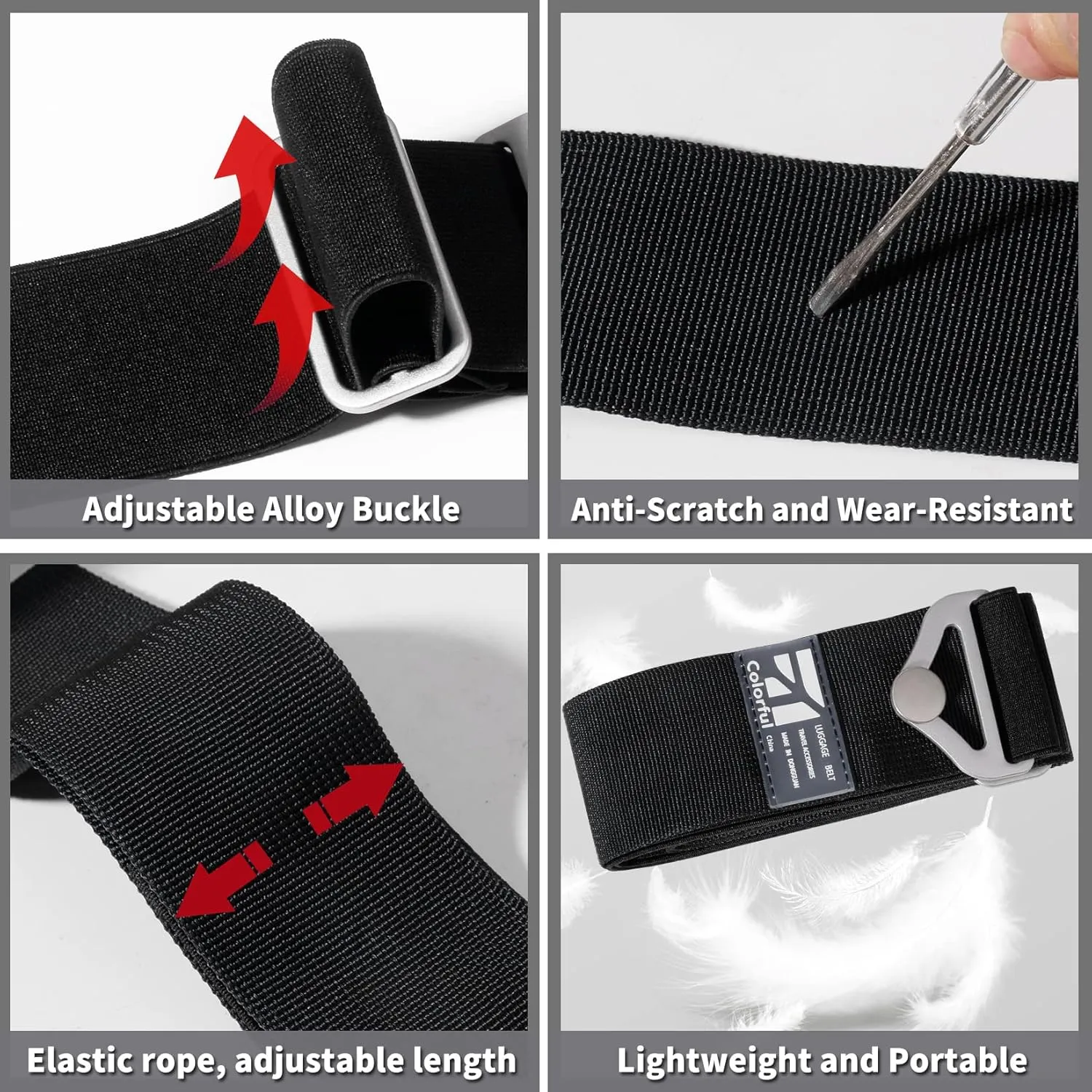 TIGARI Luggage Straps for Suitcases add a Bag, 2-in-1 Suitcase Strap, Travel Belt for Luggage Over Handle, Adjustable Alloy Buckle Luggage Elastic Belt, Travel Essentials for Airport, Trip, Boarding
