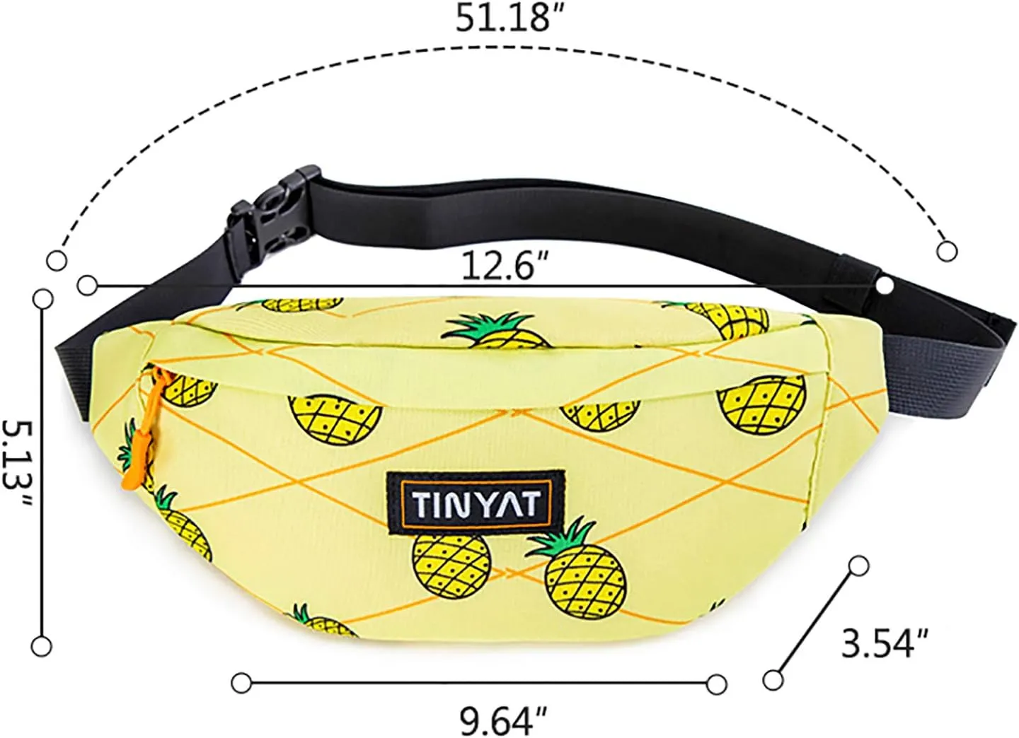 TINYAT Small Fanny Packs for Women Men Waist Bag Sling Bag Super Lightweight For Travel Cashier's box, Tool Kit T201(Pineapple)