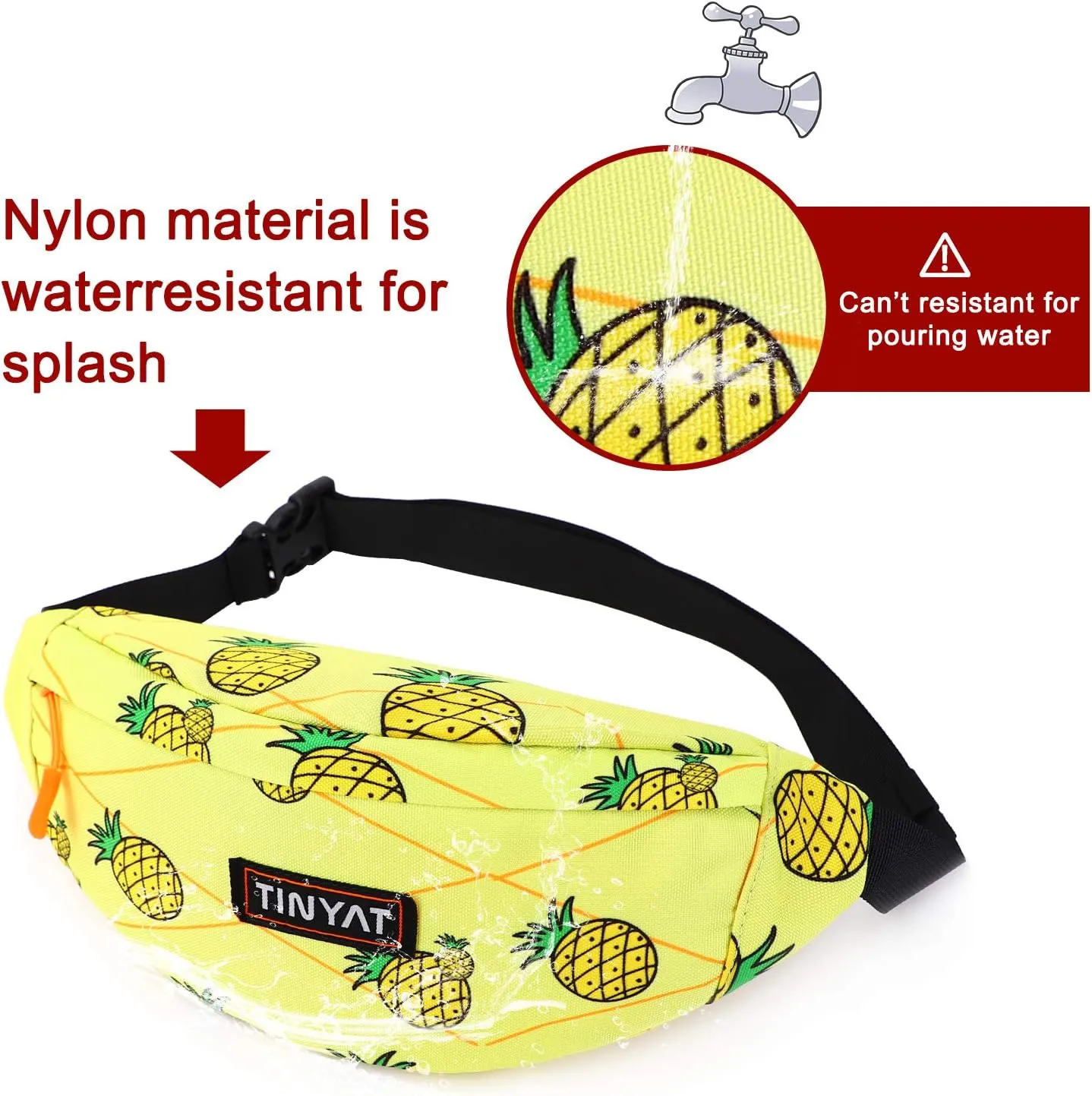 TINYAT Small Fanny Packs for Women Men Waist Bag Sling Bag Super Lightweight For Travel Cashier's box, Tool Kit T201(Pineapple)