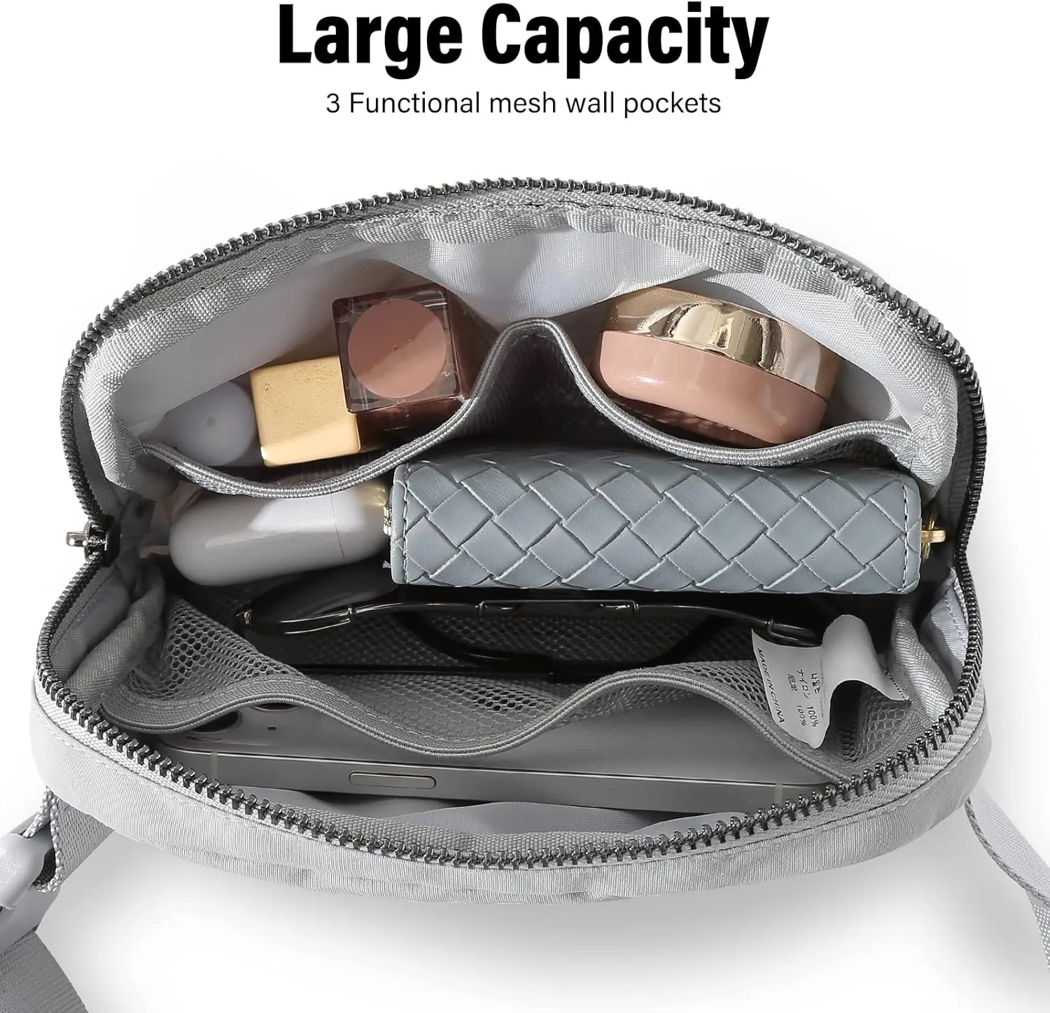 TOBVZOO Belt Bag Fanny Pack Crossbody Bags for Women Men, Everywhere Belt Bags with Adjustable Strap, Unisex Mini Fashion Waist Packs (Grey)