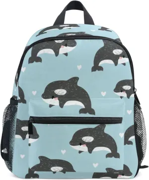 Toddler Backpack for Boys Girls Cute Killer Whales Heart Preschool Kindergarten Schoolbag Mini Book Bag For School Travel S