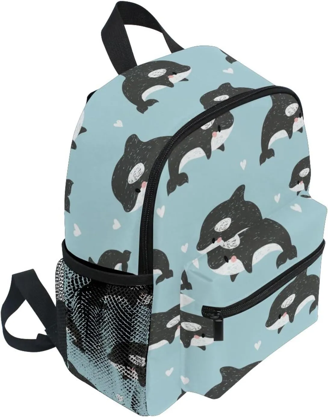 Toddler Backpack for Boys Girls Cute Killer Whales Heart Preschool Kindergarten Schoolbag Mini Book Bag For School Travel S