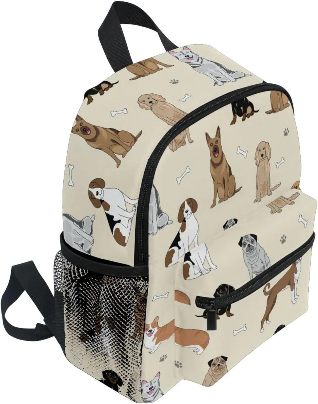 Toddler Backpack for Boys Girls Dog Breeds Paw Prints Preschool Kindergarten Schoolbag Mini Book Bag For School Travel M
