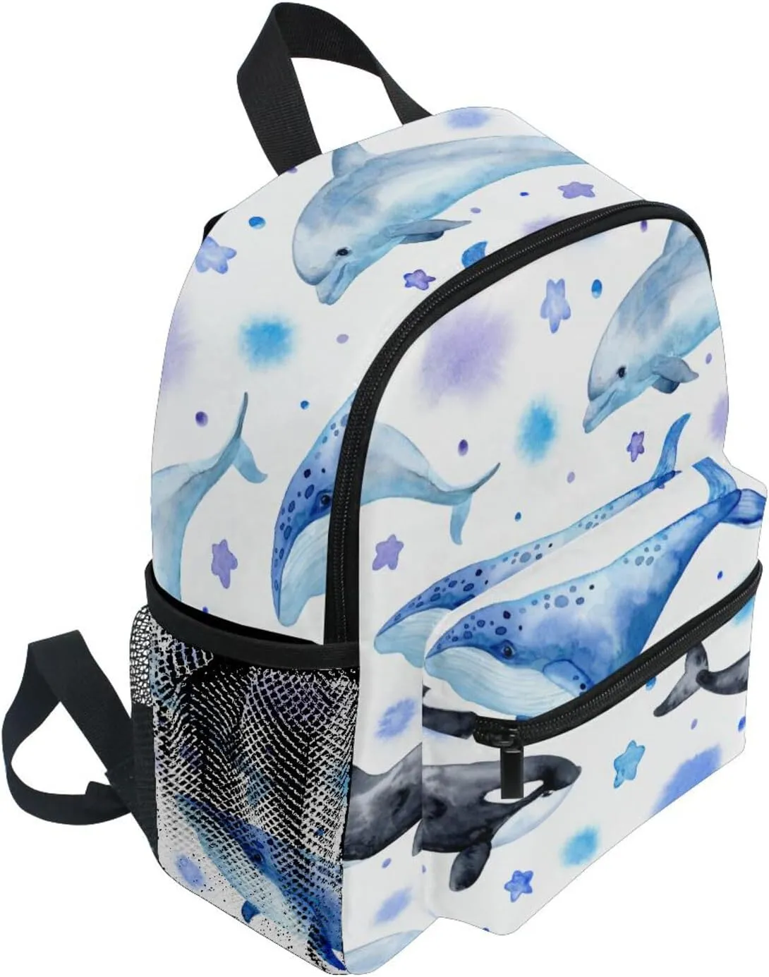 Toddler Backpack for Boys Girls Dolphin Killer Whale Floral Preschool Kindergarten Schoolbag Mini Book Bag For School Travel S