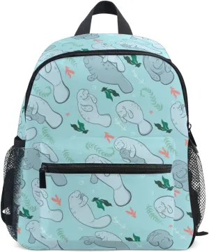 Toddler Backpack for Boys Girls Manatees and Algae Preschool Kindergarten Schoolbag Mini Book Bag For School Travel M