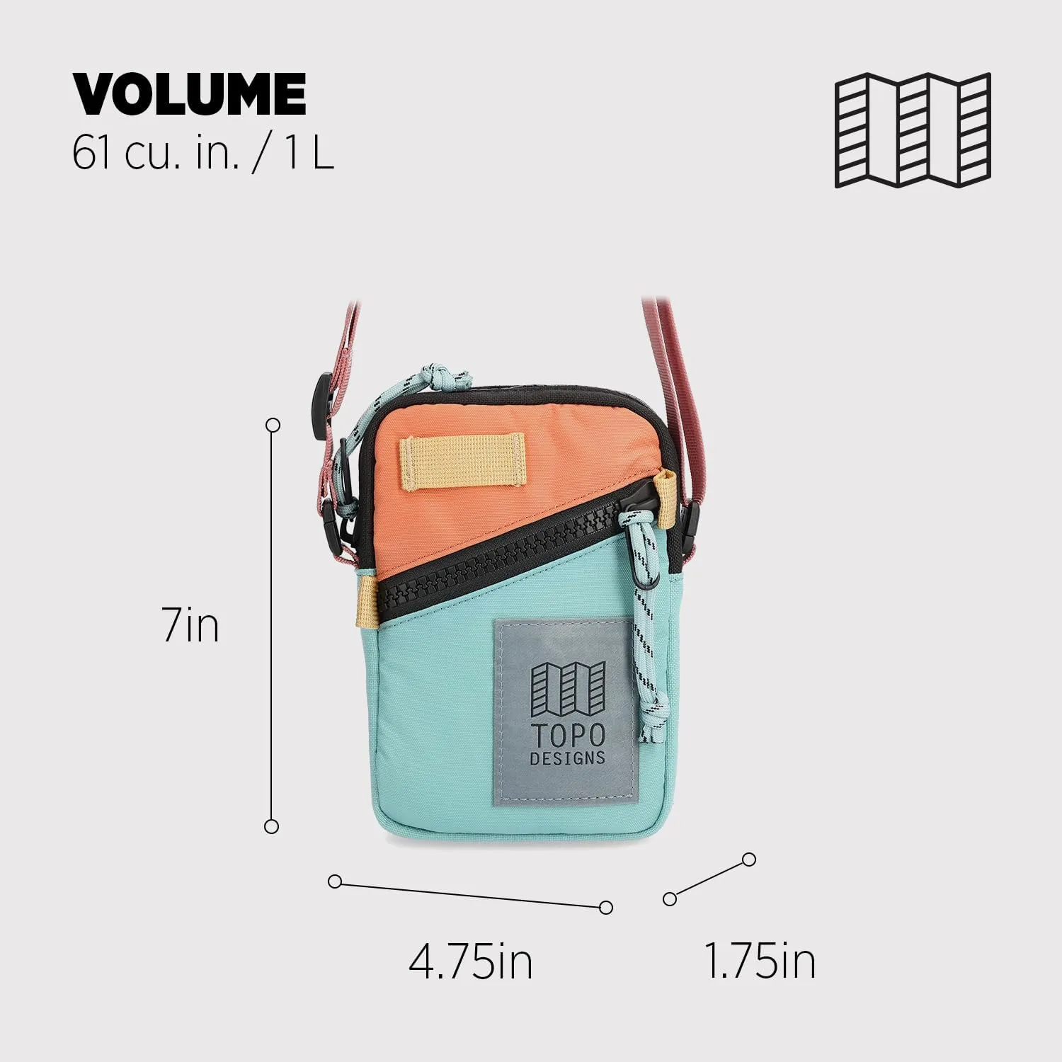 Topo Designs Mini Shoulder Bag - Over the Shoulder Daily Carry Essentials, Fanny Pack Carry Option