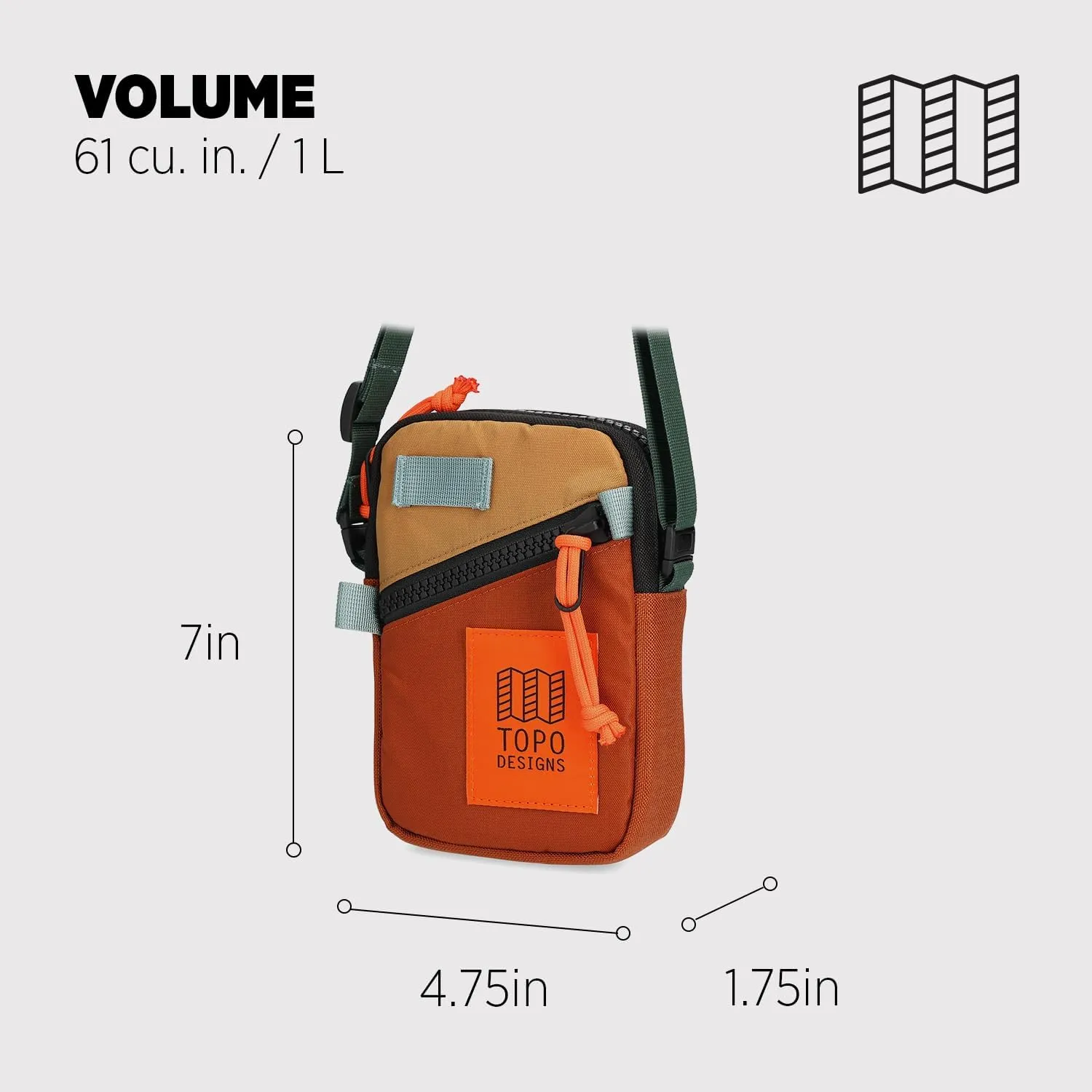Topo Designs Mini Shoulder Bag - Over the Shoulder Daily Carry Essentials, Fanny Pack Carry Option