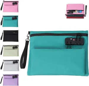Travel Lock Bag, Travel Bag with Lock, Money Bag with Lock and Zipper, TravelLock Bags for Personal Items, Double Layer Anti-Theft Cash Certificates Organizer (Blue)