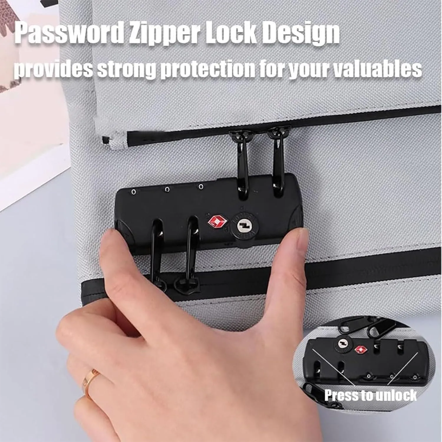 Travel Lock Bag, Travel Bag with Lock, Money Bag with Lock and Zipper, TravelLock Bags for Personal Items, Double Layer Anti-Theft Cash Certificates Organizer (Blue)