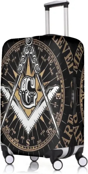 Travel Luggage Cover Masonic Freemason Symbols Suitcase Protector   Travel Luggage Tags Bag Tags Elastic Fits 22-25 Inch Luggage-Medium