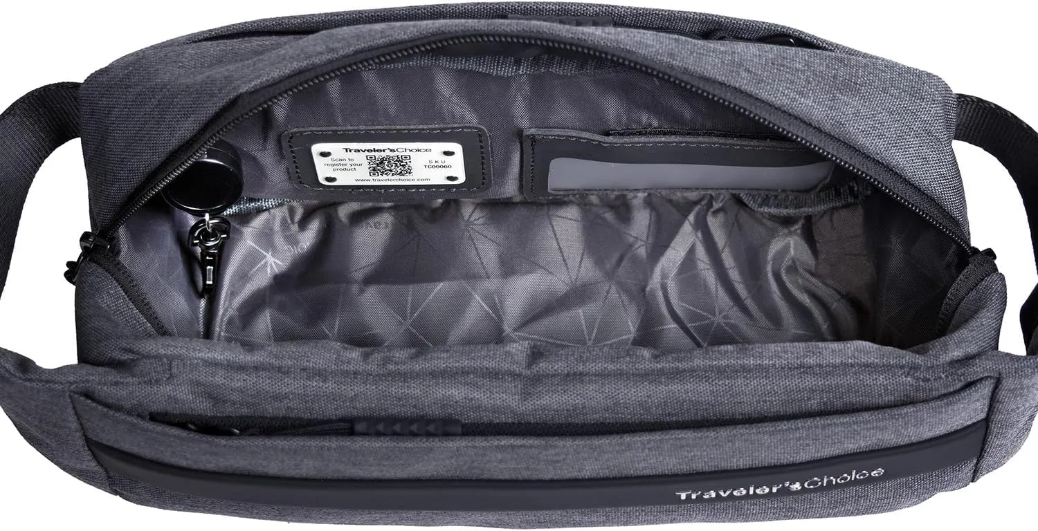 Traveler's Choice Belfast 10" Sling Bag Fanny Pack, Hiking, Stylish, Comfortable, Modern, Grey, One Size