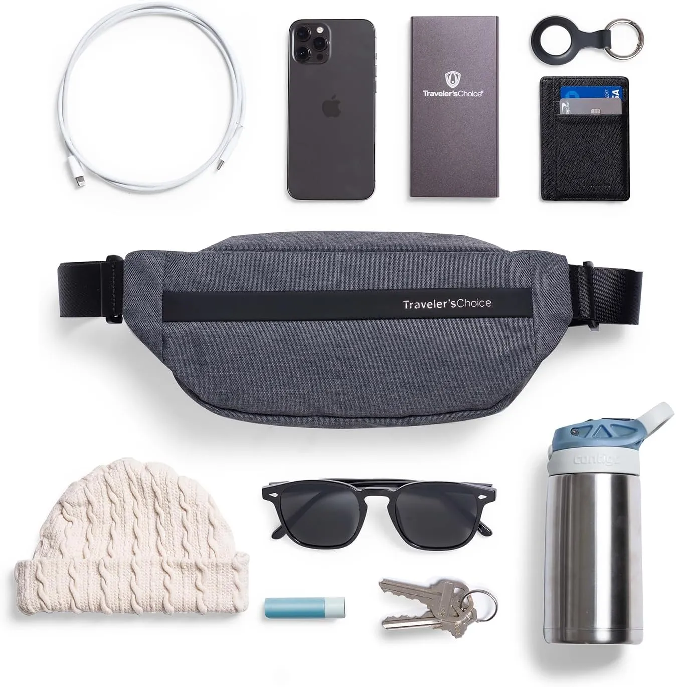 Traveler's Choice Belfast 10" Sling Bag Fanny Pack, Hiking, Stylish, Comfortable, Modern, Grey, One Size
