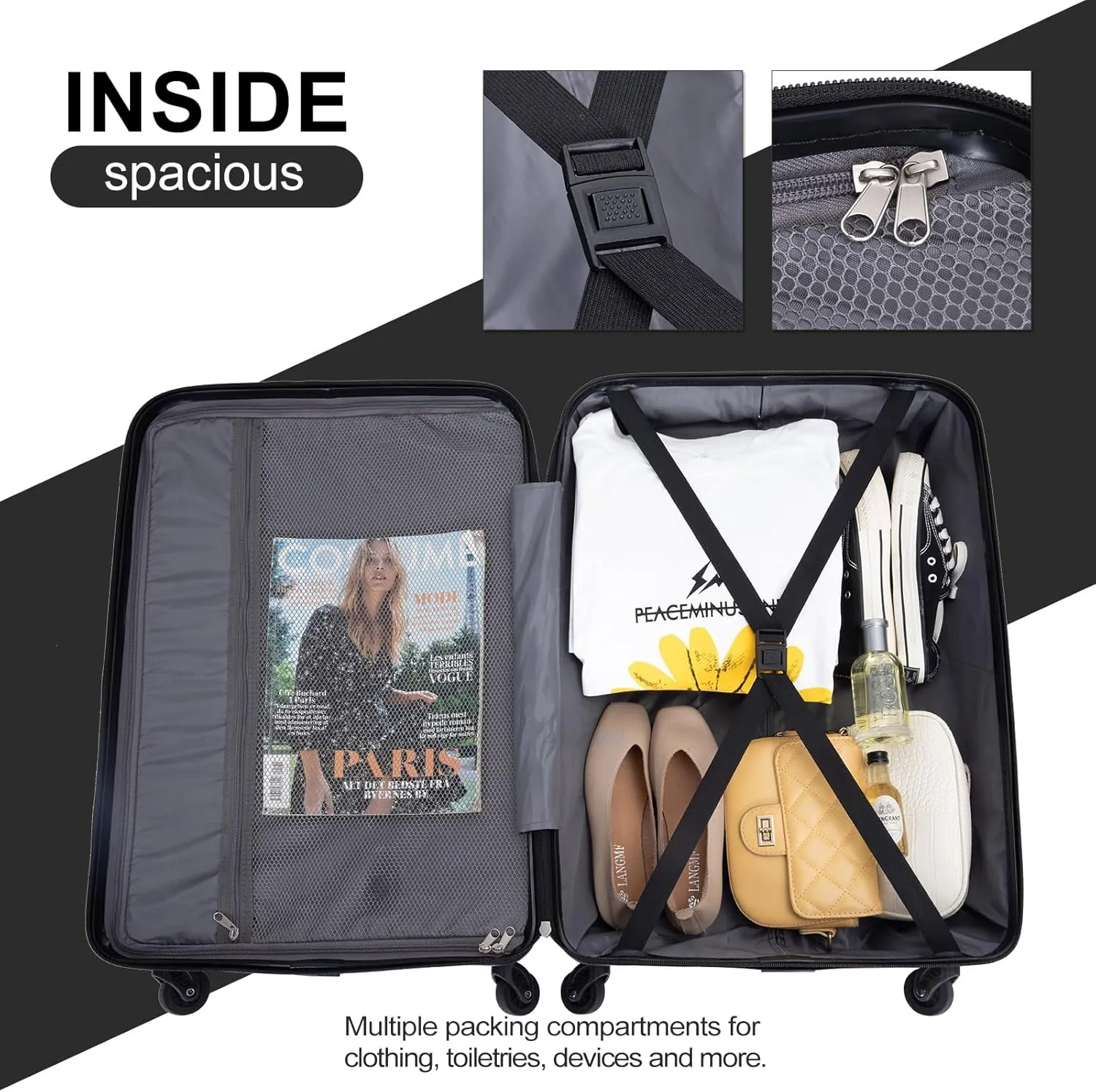 Travelhouse TravelhouseLuggageSets3PieceWear-ResistanceHardshellSpinnerWheelsSuitcaseSetswithTsaLock20/24/28TravelLuggagesClearanceLightweight