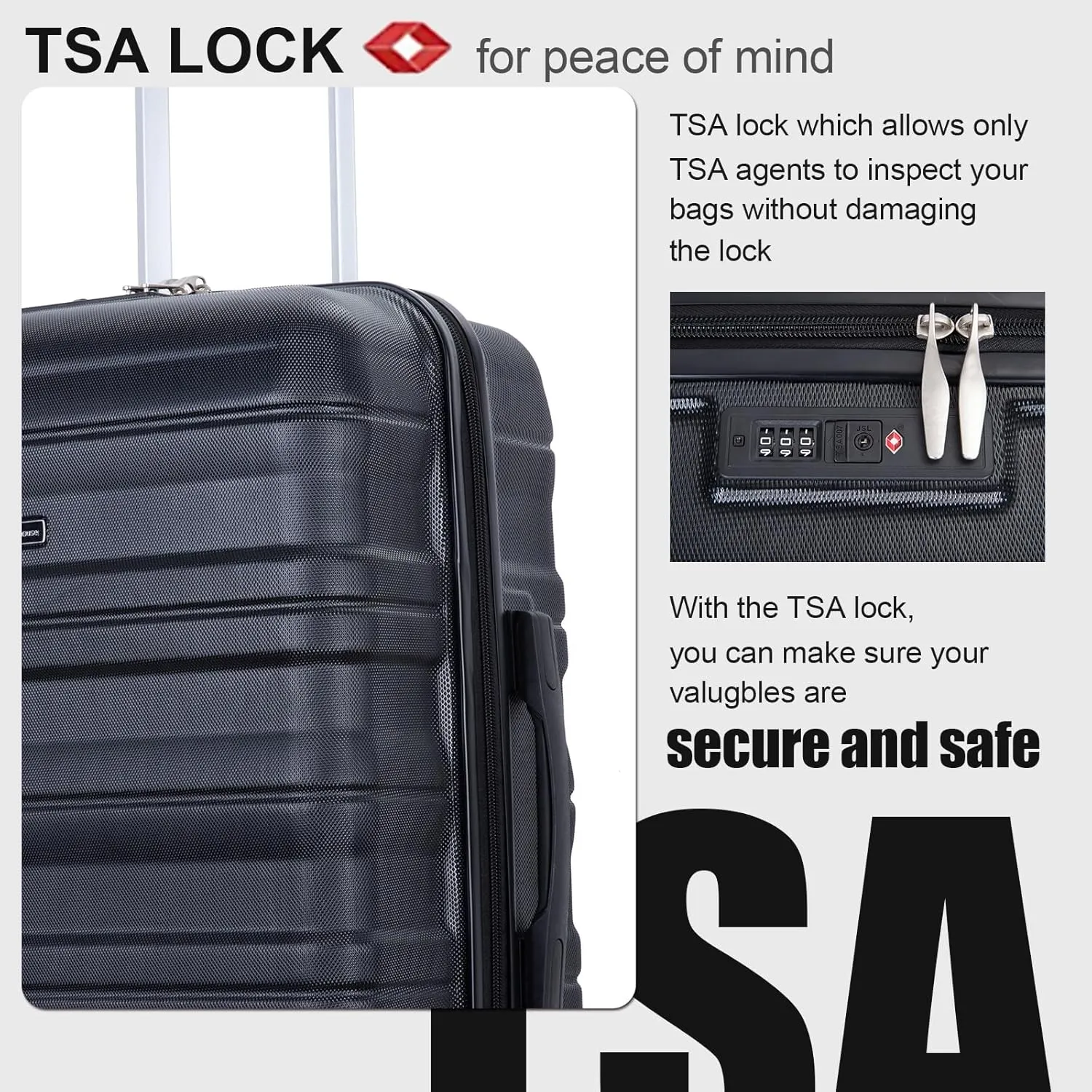 Travelhouse TravelhouseLuggageSets3PieceWear-ResistanceHardshellSpinnerWheelsSuitcaseSetswithTsaLock20/24/28TravelLuggagesClearanceLightweight