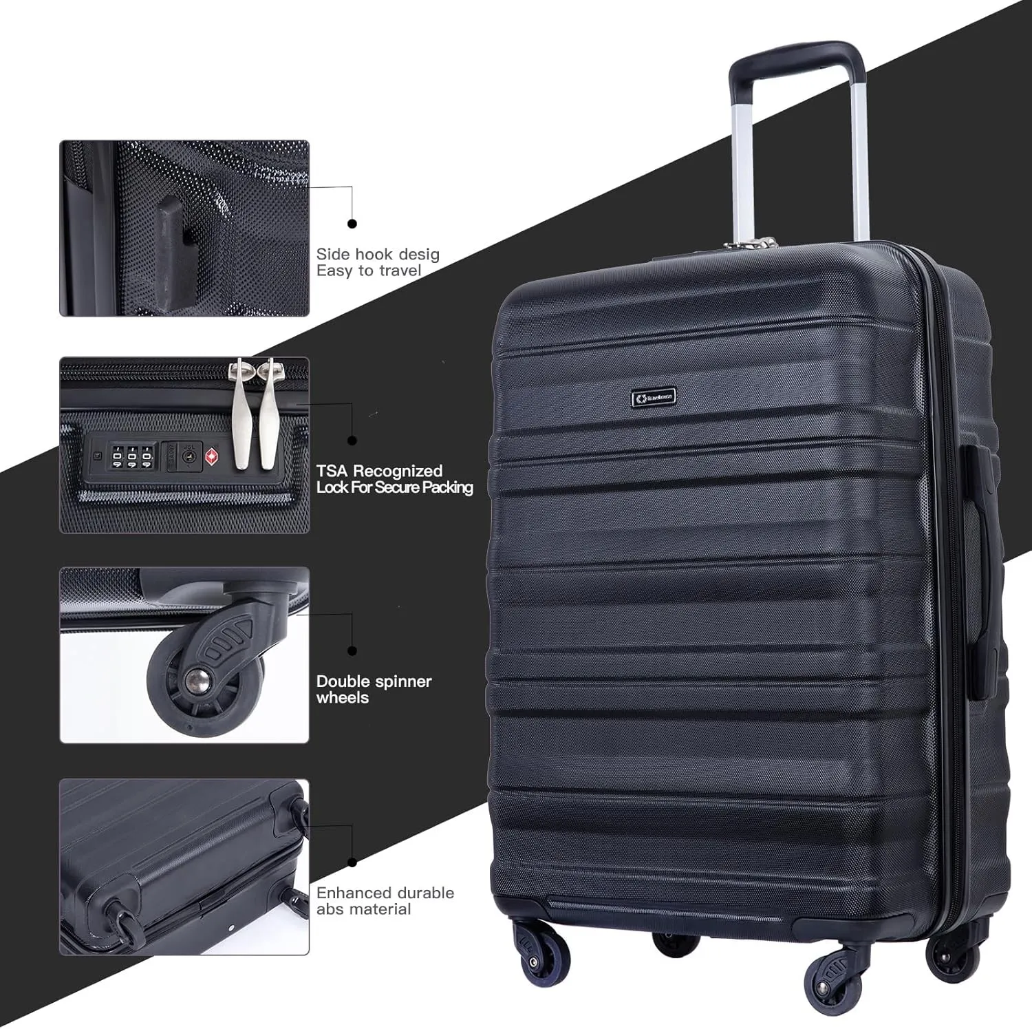Travelhouse TravelhouseLuggageSets3PieceWear-ResistanceHardshellSpinnerWheelsSuitcaseSetswithTsaLock20/24/28TravelLuggagesClearanceLightweight