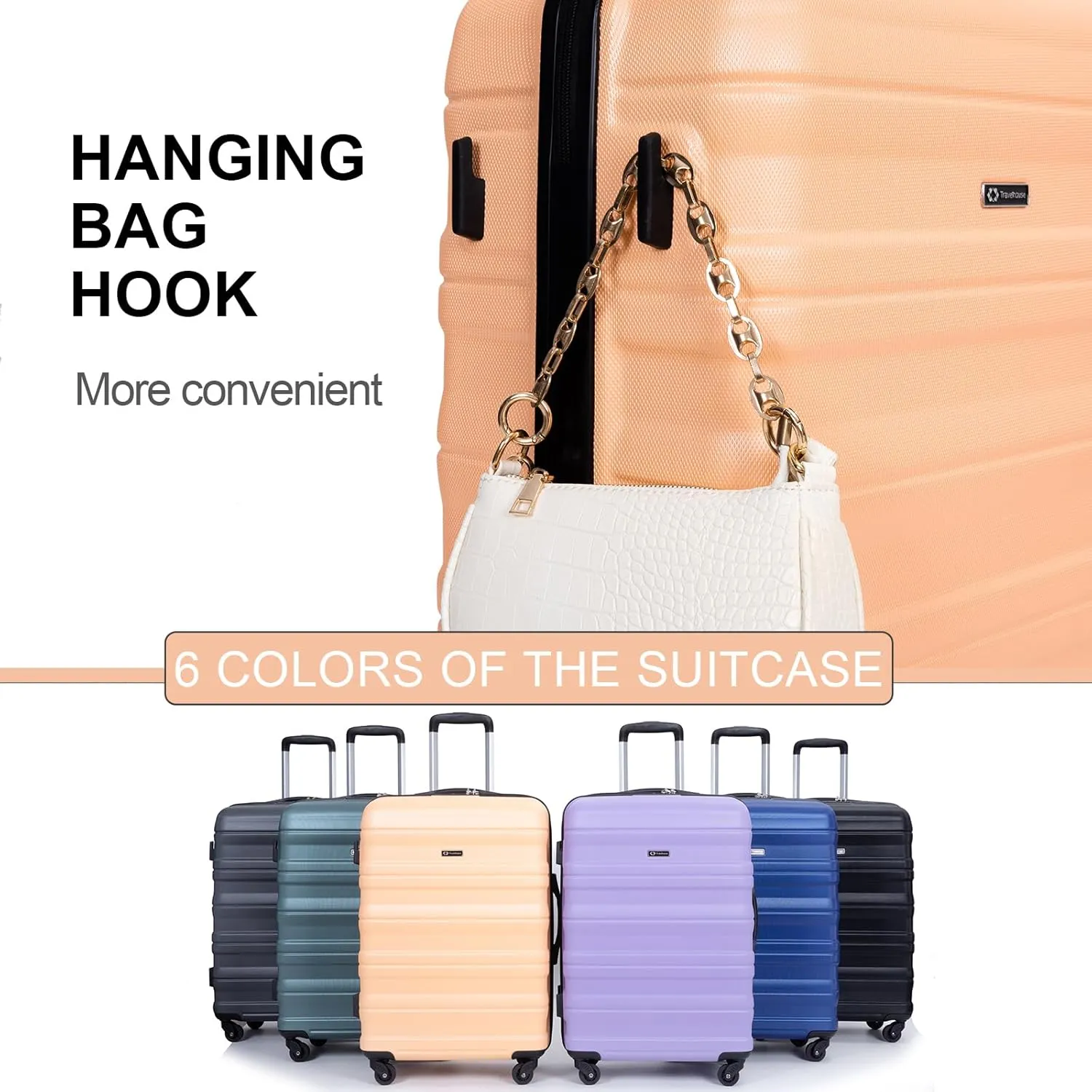 Travelhouse TravelhouseLuggageSets3PieceWear-ResistanceHardshellSpinnerWheelsSuitcaseSetswithTsaLock20/24/28TravelLuggagesClearanceLightweight