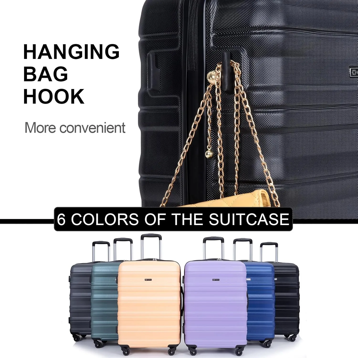 Travelhouse TravelhouseLuggageSets3PieceWear-ResistanceHardshellSpinnerWheelsSuitcaseSetswithTsaLock20/24/28TravelLuggagesClearanceLightweight
