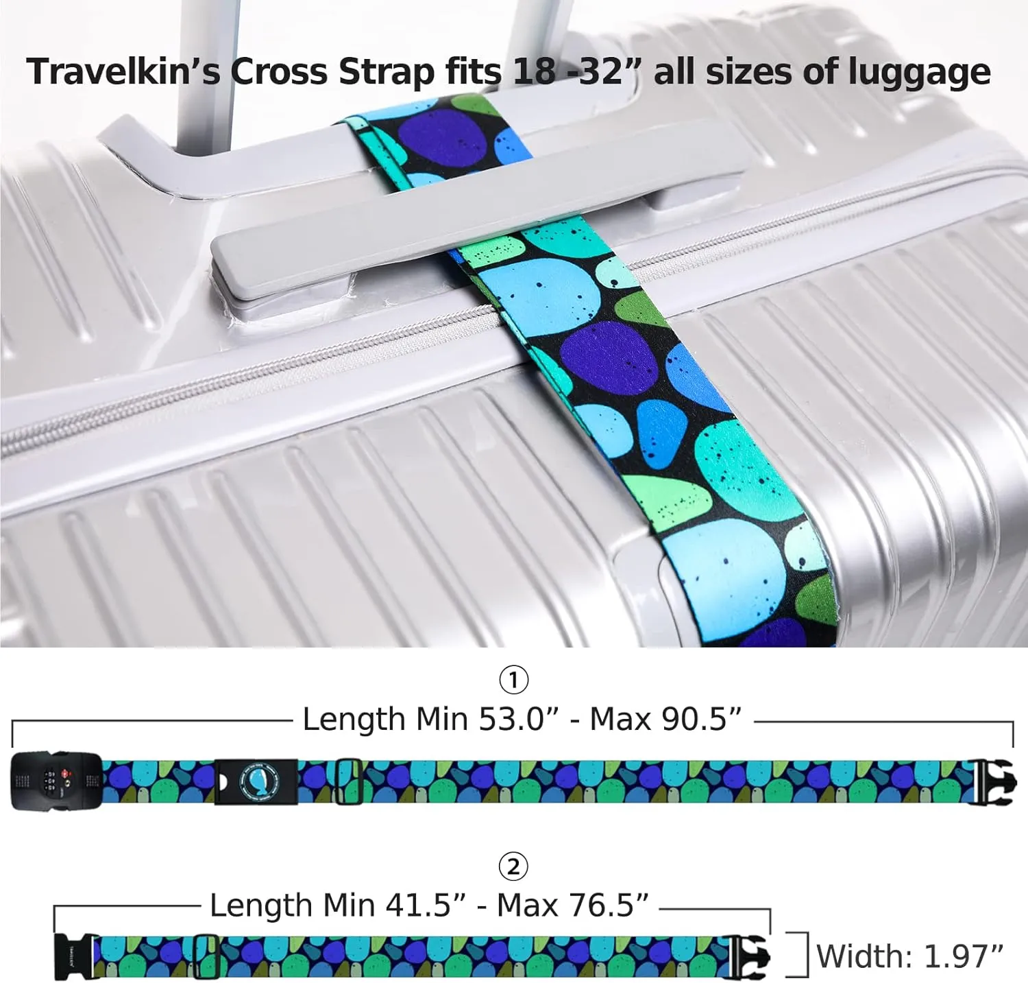 Travelkin Luggage Strap TSA Approved with TSA Lock Adjustable Luggage Strap for Suitcase to Protect Your Luggage (Coral)