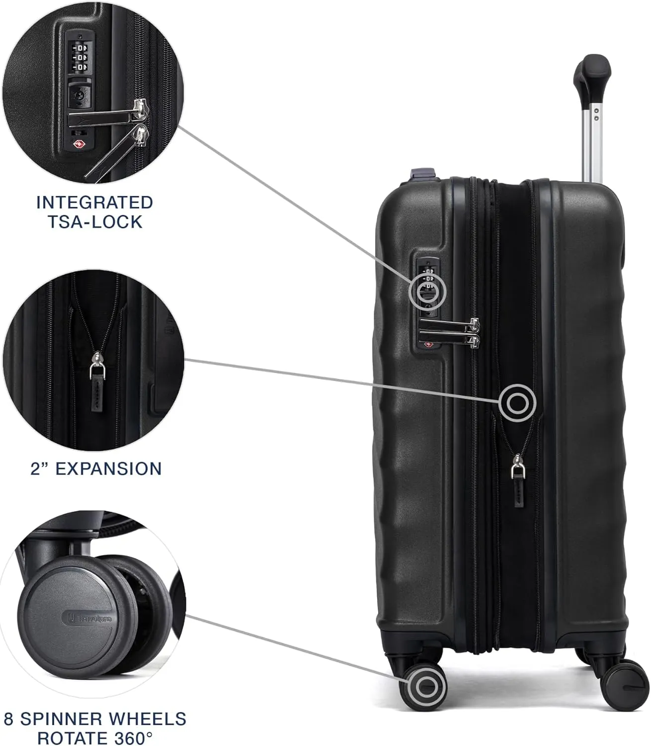 Travelpro Maxlite Air V2 Hardside Expandable Carry on Luggage, 8 Spinner Wheels, Lightweight Hard Shell Suitcase, TSA lock, Black, International Carry On 20-Inch