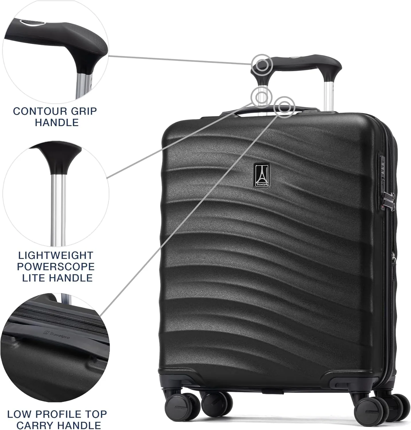 Travelpro Maxlite Air V2 Hardside Expandable Carry on Luggage, 8 Spinner Wheels, Lightweight Hard Shell Suitcase, TSA lock, Black, International Carry On 20-Inch