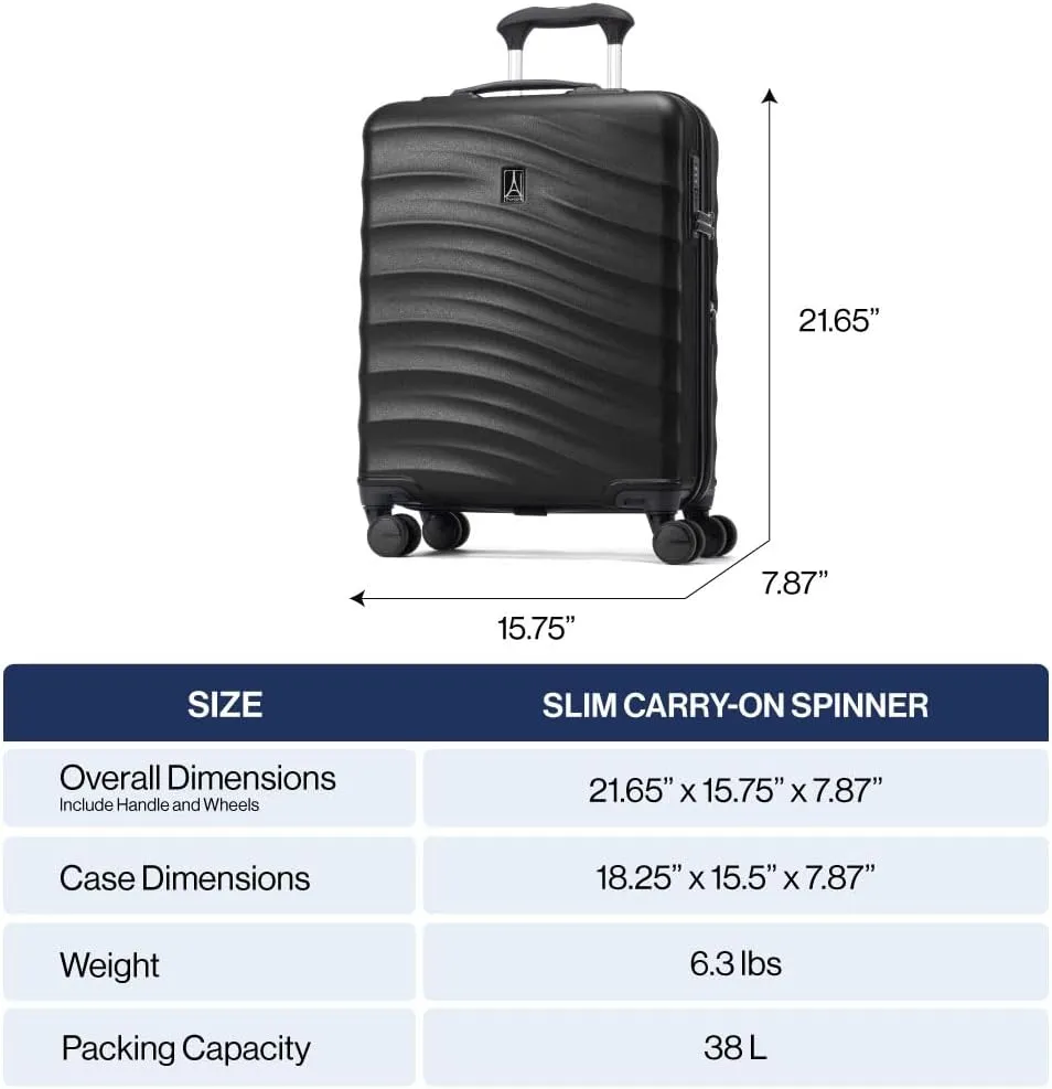 Travelpro Maxlite Air V2 Hardside Expandable Carry on Luggage, 8 Spinner Wheels, Lightweight Hard Shell Suitcase, TSA lock, Black, International Carry On 20-Inch