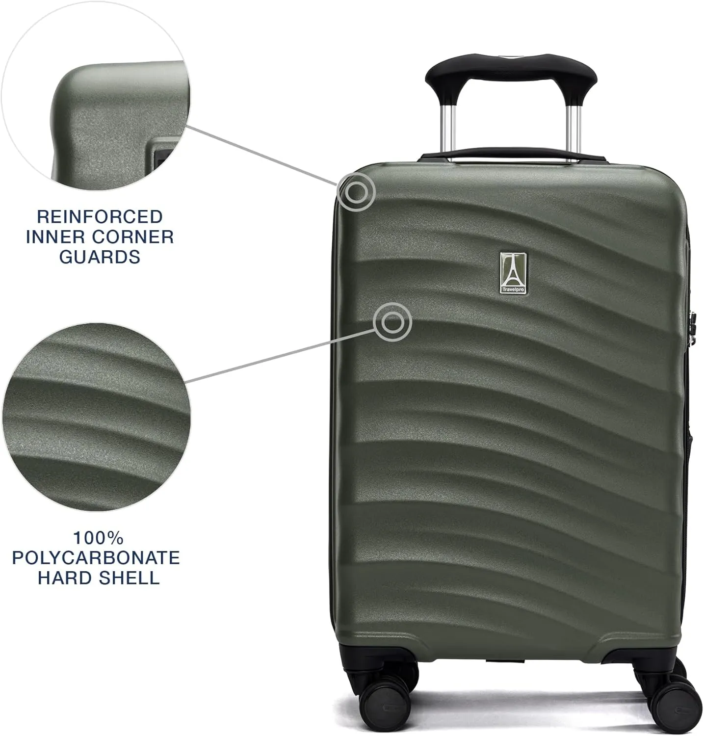 Travelpro Maxlite Air V2 Hardside Expandable Checked Luggage, 8 Spinner Wheels, Lightweight Hard Shell Suitcase, TSA lock, Slate Green, Checked Medium 25-Inch