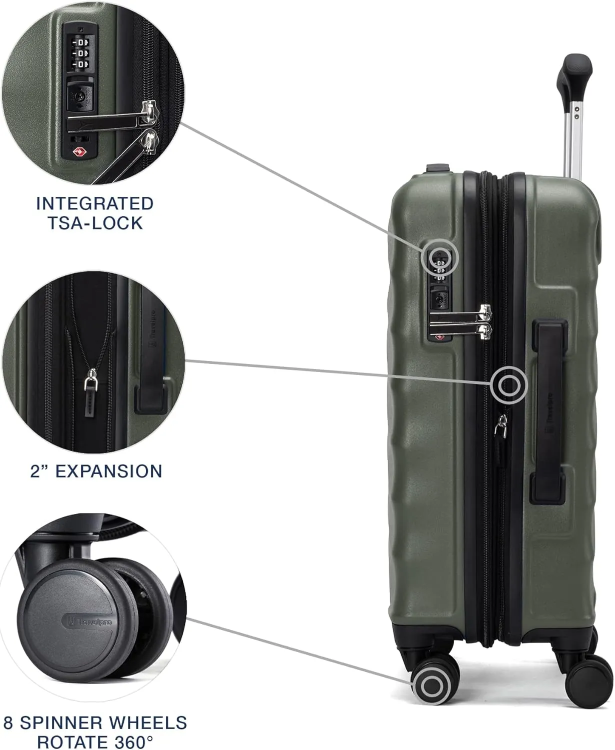 Travelpro Maxlite Air V2 Hardside Expandable Checked Luggage, 8 Spinner Wheels, Lightweight Hard Shell Suitcase, TSA lock, Slate Green, Checked Medium 25-Inch
