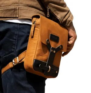 Trip Machine Company Genuine Leather Handmade Waist Drop Thigh Bag Fanny Pack (Vintage Tan)