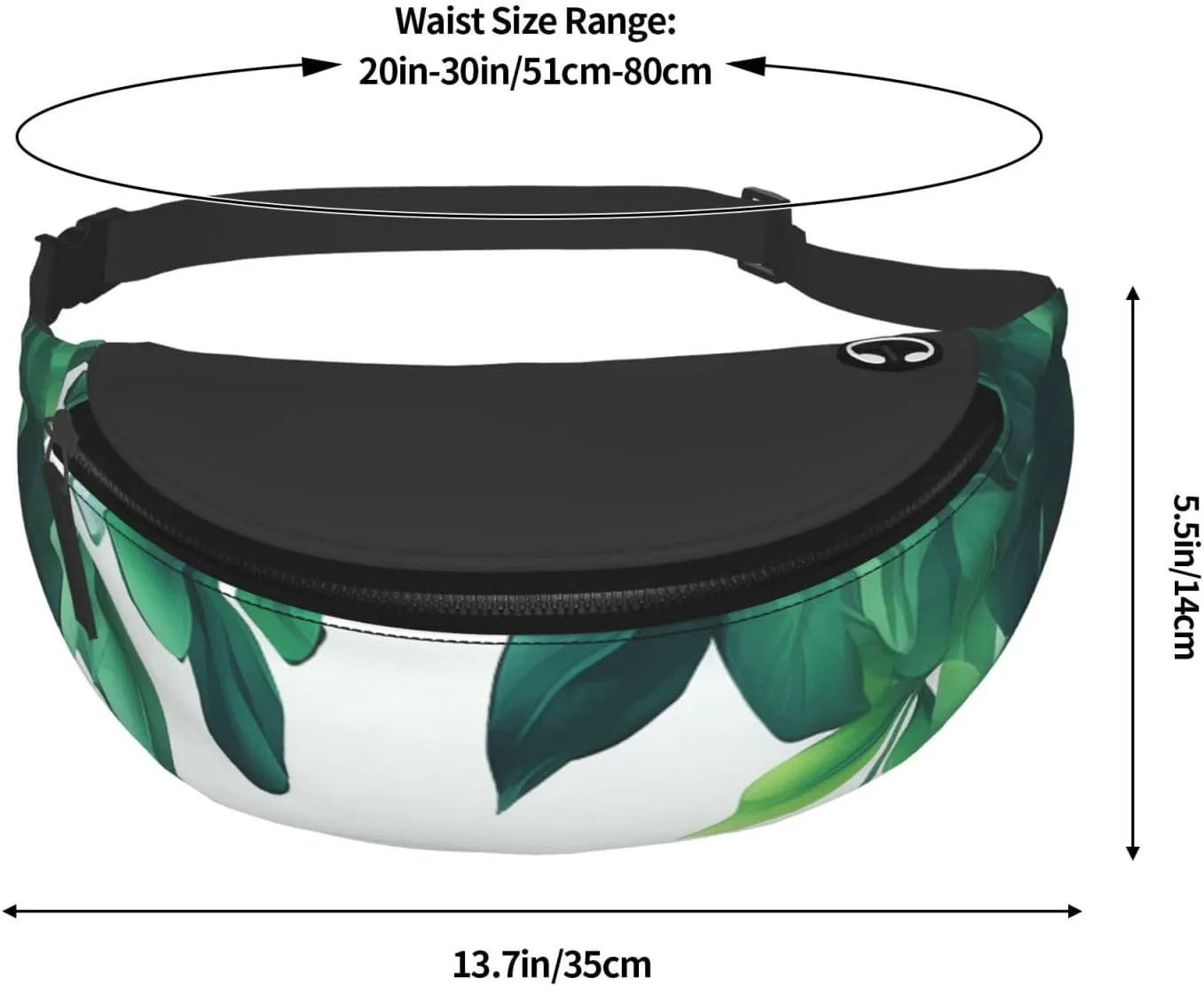 Tropical Green Leaves Fanny Pack for Man Women Waist Bag Adjustable Belt Casual Chest Bag Bum Bags for Travel Sports Running Hiking Waist Packs